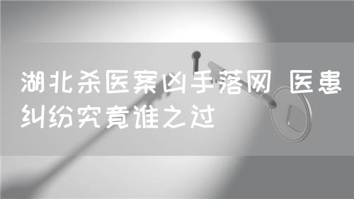 湖北殺醫(yī)案兇手落網(wǎng) 醫(yī)患糾紛究竟誰之過(圖1) 湖北殺醫(yī)案兇手落網(wǎng) 醫(yī)患糾紛究竟誰之過(圖1)
